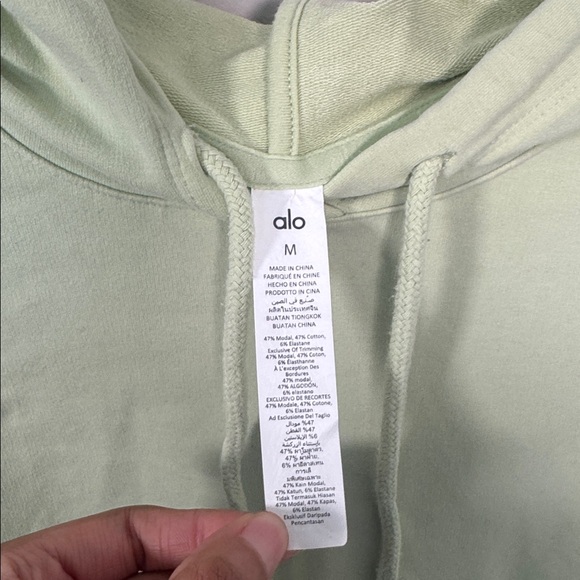ALO Yoga Double Take French Terry Crop Hoodie in Iced Green Tea - M - Picture 6 of 6
